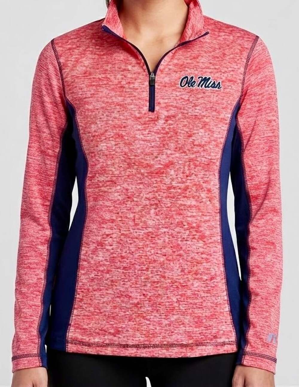 Russell Athletic Ole Miss Rebels Women's Heathered Red 1/4-Zip Pullover Size S
